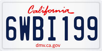 CA license plate 6WBI199