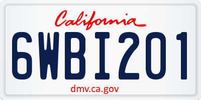 CA license plate 6WBI201
