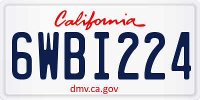 CA license plate 6WBI224