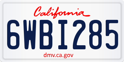 CA license plate 6WBI285