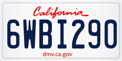 CA license plate 6WBI290