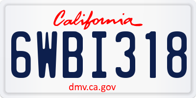 CA license plate 6WBI318