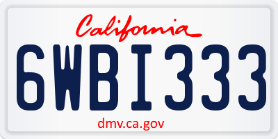 CA license plate 6WBI333