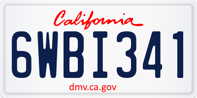 CA license plate 6WBI341