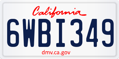 CA license plate 6WBI349