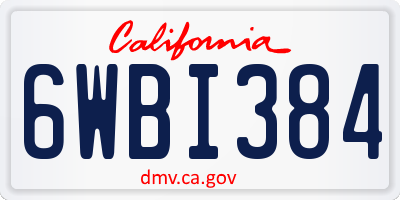 CA license plate 6WBI384