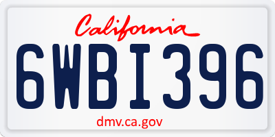 CA license plate 6WBI396