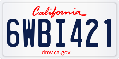 CA license plate 6WBI421