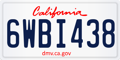 CA license plate 6WBI438