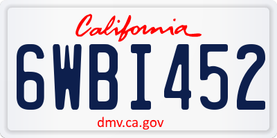 CA license plate 6WBI452