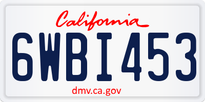 CA license plate 6WBI453