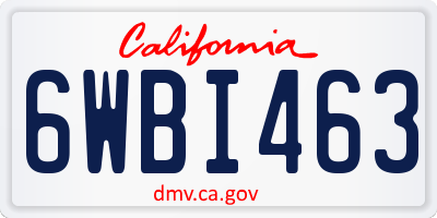 CA license plate 6WBI463
