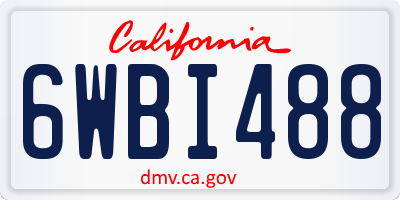 CA license plate 6WBI488