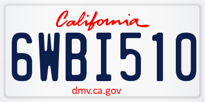 CA license plate 6WBI510