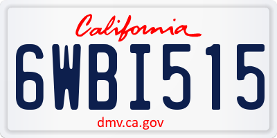 CA license plate 6WBI515