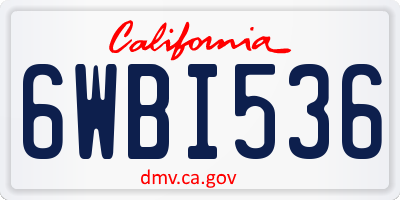 CA license plate 6WBI536