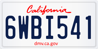CA license plate 6WBI541