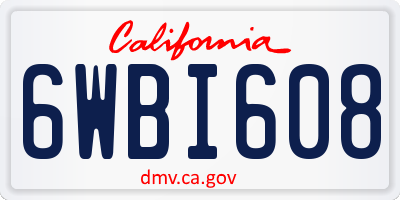 CA license plate 6WBI608