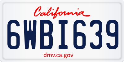 CA license plate 6WBI639