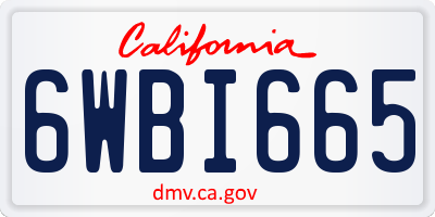 CA license plate 6WBI665