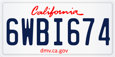 CA license plate 6WBI674
