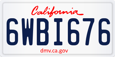 CA license plate 6WBI676