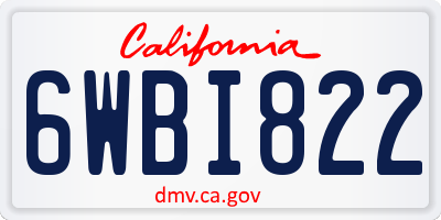CA license plate 6WBI822
