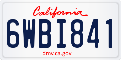 CA license plate 6WBI841