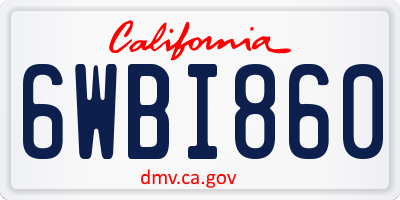 CA license plate 6WBI860