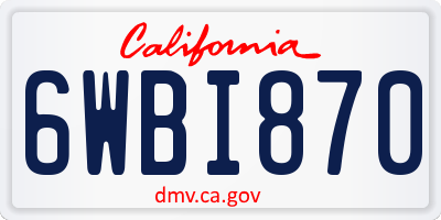 CA license plate 6WBI870