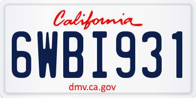 CA license plate 6WBI931
