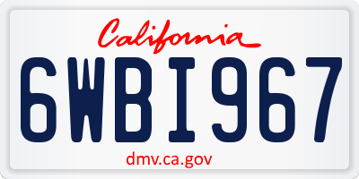 CA license plate 6WBI967