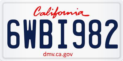 CA license plate 6WBI982