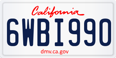 CA license plate 6WBI990