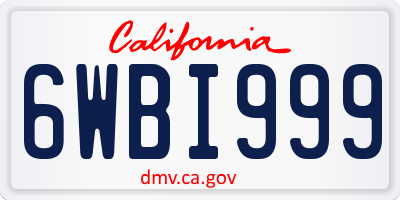 CA license plate 6WBI999