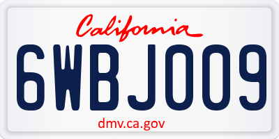 CA license plate 6WBJ009