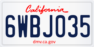 CA license plate 6WBJ035