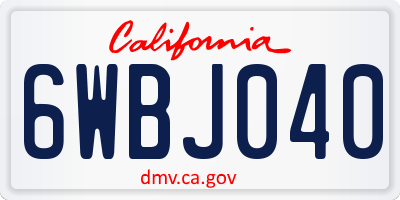 CA license plate 6WBJ040