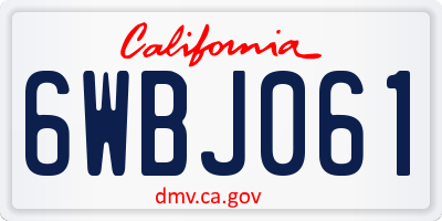 CA license plate 6WBJ061