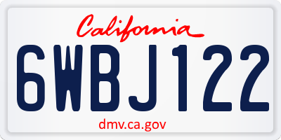 CA license plate 6WBJ122