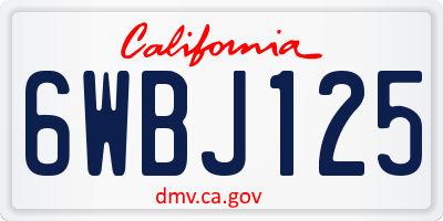 CA license plate 6WBJ125
