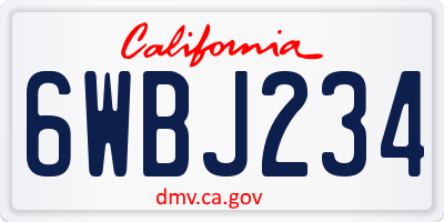 CA license plate 6WBJ234