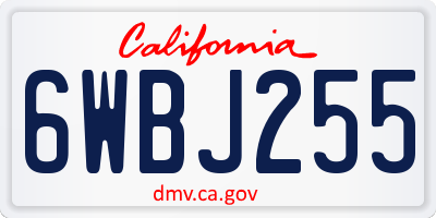 CA license plate 6WBJ255