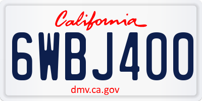 CA license plate 6WBJ400