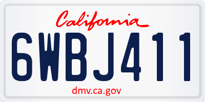 CA license plate 6WBJ411