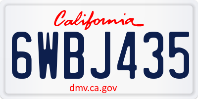 CA license plate 6WBJ435