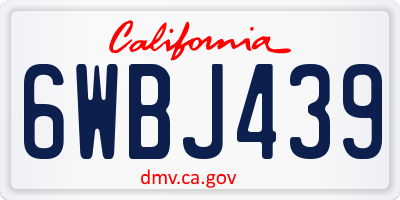 CA license plate 6WBJ439