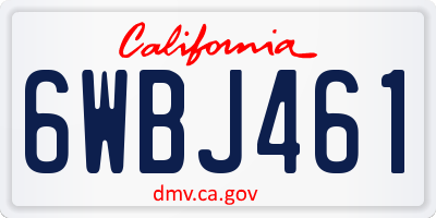 CA license plate 6WBJ461