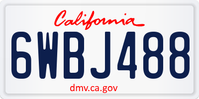 CA license plate 6WBJ488
