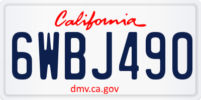 CA license plate 6WBJ490